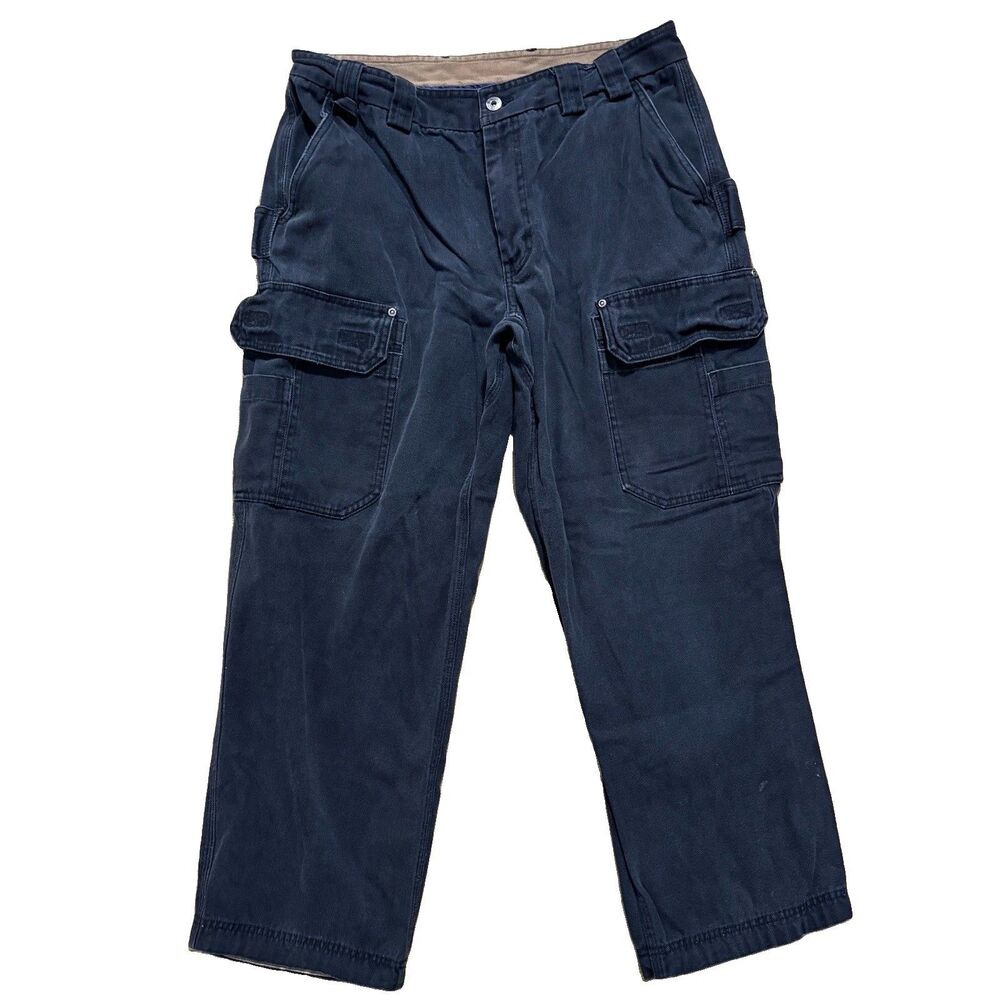 Duluth Fire Hose Cargo Pants Men’s 36x30 Blue Cotton Relaxed Fit Work Outdoor
